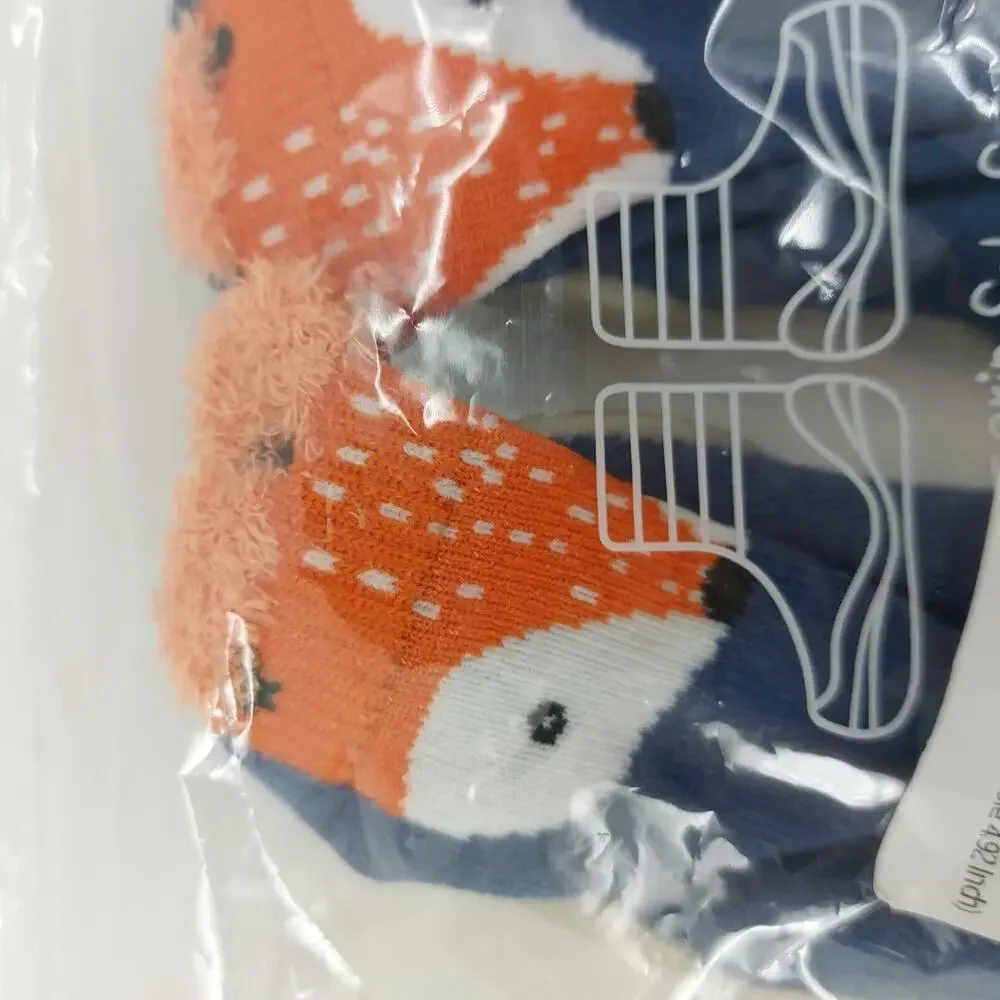Woodland Size 6 - 12  Months Fox Baby Sock Navy Blue Red